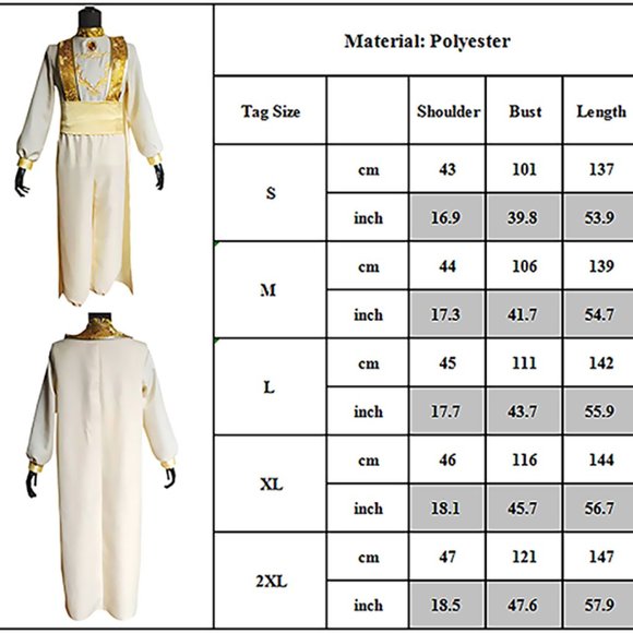 Aladdin Animation Arabian Prince Sultan Hat Cosplay Halloween Man Costume XL - Picture 5 of 10